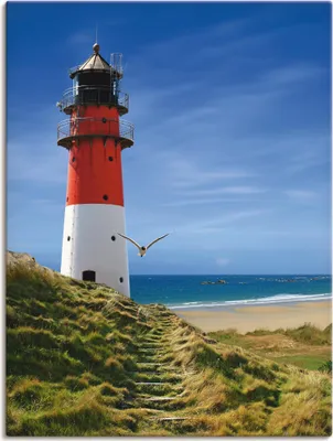 Produktbild von ARTland Leinwandbild Leuchtturm am Deich Größe: 45x60 cm