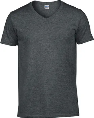 Produktbild von Gildan 64V00 | Softstyle V-Neck Herren T-Shirt - Farbe: Dark Heather - Größe: 3XL