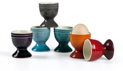 Eierbecher-Set, 6 Stück, Porzellan, bunt, 6 x 5,3 cm