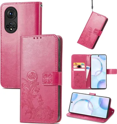 Produktbild von König Design Hülle kompatibel mit Honor Honor 50 Kunstleder Handyhülle - Handy Case Magenta