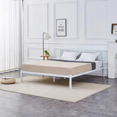 Zdjęcie produktu dla Łóżko metalowe ze stelażem 160 x 200 cm kolor biały FURNITEX LM2-FX