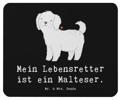 Produktbild von Mr. & Mrs. Panda Mouse Pad Malteser Lebensretter - Schwarz - Geschenk, computer mousepad, laptop mauspad, pc