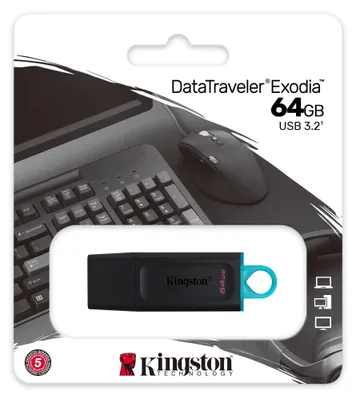 Obrázek produktu pro KINGSTON 64GB USB3.2 Gen 1 DataTraveler Exodia (černá + zelená)