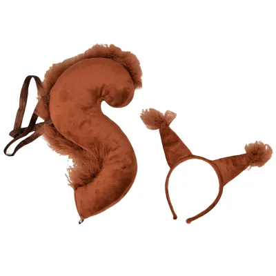 Produktbild von 1 Set Eichhörnchen Stirnband Schwanz Schöne lustige Kopfbedeckung Langer Schwanz Performance Requisiten Cross-Dressing Zubehör Haarreifen Halloween Kostüm Cosplay Requisiten Kinder Geschenk-Braun