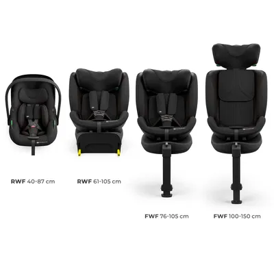 Zdjęcie produktu dla System modułowy Kinderkraft ENDURA SAFE - fotelik samochodowy dla niemowląt i fotelik samochodowy dla dzieci 2w1 z obrotową bazą ISOFIX, i-Size, czarny