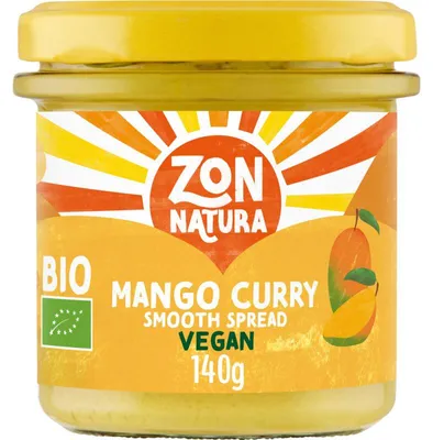 Produktbild von Zonnatura Mango Curry Smooth Spread 140g – veganer, exotischer Brotaufstrich