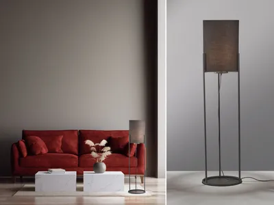 Produktbild von Fischer & Honsel Spenzer Stehleuchte E27 schaltbar Stoffschirm Chintz schwarz goldfarben sandschwarz 40460