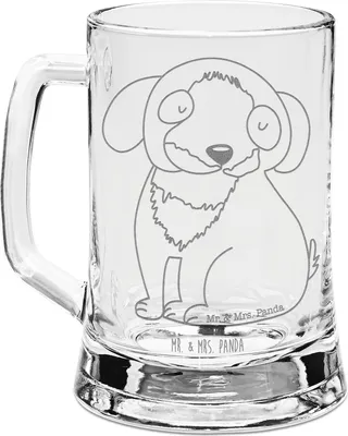 Produktbild von Mr. & Mrs. Panda Krug Hund Entspannen - Transparent - Geschenk, Entspannt, Niedlich, Sprüche, Liebe, Humpen, Gravur Bierkrug, Glaskrug, Süß, Seidel, Mit