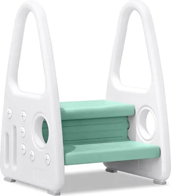 Produktbild von TRMLBE Tritthocker Kinder 2-Stufen Lernturm Hocker Kinder HDPE Kinder-Trittschemel Doppeltritthocker Bad Toiletten Schlafzimmer Tragfähigkeit von 50 kg, Hellgrün