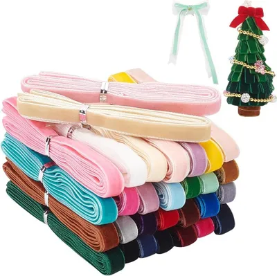 Produktbild von Samtband Set - 60 Meter einseitig - 30 Farben Satinband - 1,5 cm breit