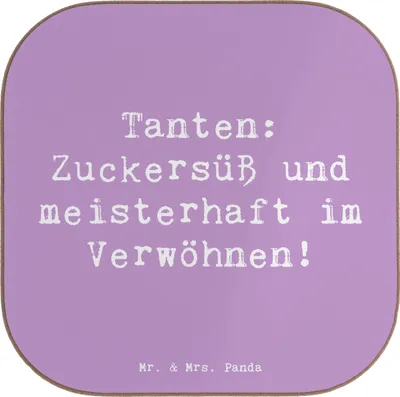 Produktbild von Mr. & Mrs. Panda Untersetzer für Gläser Spruch Tante Zuckersüß - Lavendeltraum - Geschenk, gläseruntersetzer, Liebe, persönliche Erinnerungen, Familienmitglieder, Tasse