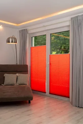 Klemmfix-Plissé, Polyester, Rot, 35 x 130 cm