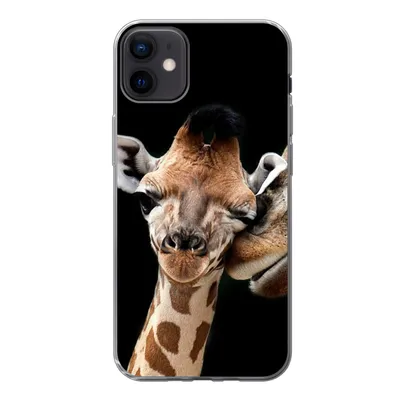 Produktbild von MuchoWow® Handyhülle Schutzhülle Hülle für iPhone 12 mini Giraffe - Tiere - Schwarz - Porträt - Tiere Silikon Softcase Handy Hülle - Bild