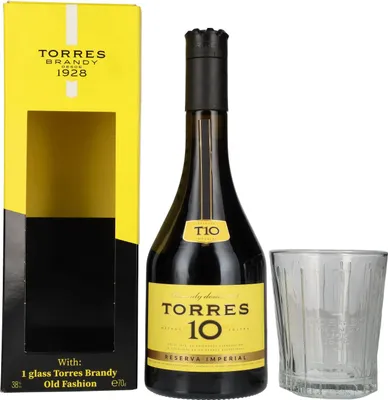 Image de Torres 10 RESERVA IMPERIAL Brandy 38% Vol. 0,7l en boîte cadeau avec Verre