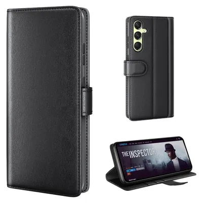 Produktbild von Echtleder Handyhülle für Samsung Galaxy A16 / A16 5G Lederhülle Cover Case Tasche Klapphülle Fliphülle Leder Hülle Farbe: Schwarz