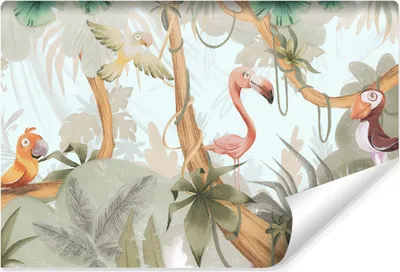 Produktbild von Muralo Vlies Fototapete für Kinder bunte VÖGEL tropische Pflanzen Br. 368cm x Hö. 280cm