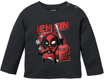 Produktbild von Baby Langarmshirt erster Geburtstag Spruch Ich bin 1 | ich bin 2 Comic-Figur Actionfilm lustig Jungen Moonworks® 2 Jahre schwarz 56/62 (1-3 Monate)