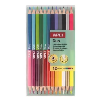 Obrázok produktu pre Pastelky "Duo", 24 rôznych farieb, trojuholníkové, obojstranné, APLI 20082