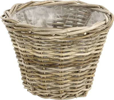 Produktbild von Van der Leeden Rattan Pflanztopf, Ø 35 cm, Höhe 25 cm, Rattangeflecht, grau/braun