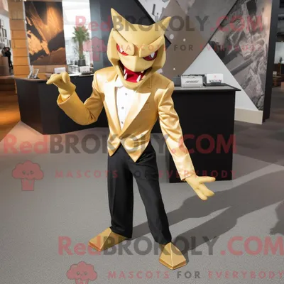 Produktbild von Goldenes REDBROKOLY Vampir-Maskottchen-Kostüm mit Anzughose und Schuhclips
