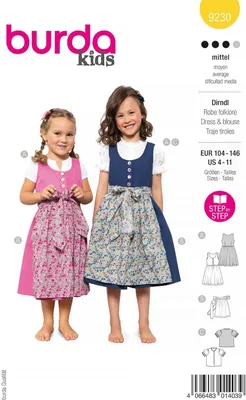 Produktbild von Kinderdirndl Schnittmuster, Größe 104-146, Nähniveau 3, für festliche Kleidung