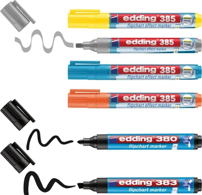 Immagine prodotto di edding Set di pennarelli per lavagna a fogli mobili 4-385-380-383-6 nero 6 pezzi