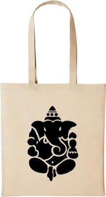 Produktbild von Huuraa Baumwollbeutel Ganesha Buddhismus Geschenk Einkaufstasche Natural 10 Liter Baumwolle Ganesha Buddhismus Accessoire
