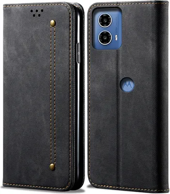 Produktbild von Hülle für Motorola Moto G04 /Moto G24 Leder Brieftasche Flip Bookstyle Schutzhülle mit Standfunktion Schwarz