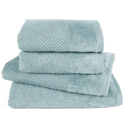 Produktbild von Pure Label 4-TLG Handtücher Set mit Aufhängeschlaufen aus Baumwolle, saugstark und weich - 2xBadetuch 70x140 cm 2xHandtuch 50x100cm, Türkis
