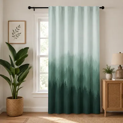 Productafbeelding van 117x229cm Boslicht Filtrerende Gordijnen voor Kinderslaapkamer Groene Mistige Mistige Bos Gordijnen Kamer Verduistering Staaf Pocket