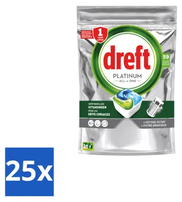 Produktbild von 25 x Dreft Platinum All-in-One Spülmaschinentabs Original - 879 g - Vorteilspackung - 25 Stücke
