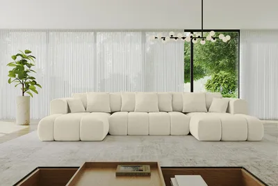 Produktbild von ALTDECOR Ecksofa in U-Form mit Schlaffunktion und Bettkasten CLOUD-U-v1 405x185x90 Beige - Corner Sofa Bett Eckcouch Couch L-Form Schlafcouch Ausziehbar Wohnlandschaft Schlafsofa Cauchsofa
