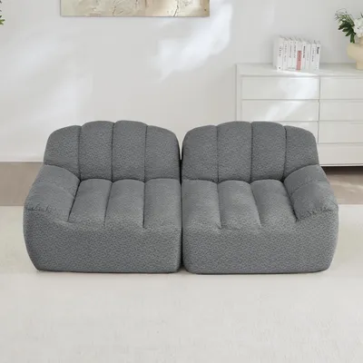 Produktbild von STILVORA 2-Sitzer Sofa modulares Boneless mit Muschelform, Sofa mit tiefen Sitzkissen, Wohnzimmersofa ohne Aufbau erforderlich,