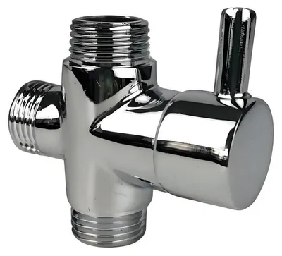 Produktbild von 1 Stück Umstellventil aus hochwertigem Messing mit verchromter Oberfläche, G1/2-Außengewinde und 3-Wege-Funktion. Zeichnet sich durch druckfeste, leckagefreie Umschaltung zwischen Warm- und Kaltwasser sowie dreifache Durchflussregelung aus. Ideal als Duscharmatur-Zubehör für flexible Wasserverteilung an Dusche, Waschtischarmatur oder Zusatzanschluss. Die korrosionsbeständige Chrombeschichtung schützt langfristig vor Oxidation und Kalkablagerungen – besonders vorteilhaft bei hartem Wasser. Dank werkzeugloser