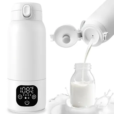 Produktbild von Tragbarer Flaschenwärmer Baby, Tragbarer Milchwärmer für unterwegs, 17 oz Babyflaschenwärmer mit 11000 mAh langem Akku, schnelles Aufheizen (500ml)