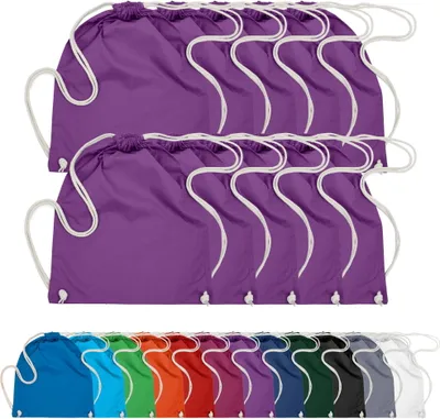 Produktbild von 10er PACK Baumwoll Turnbeutel Sportbeutel Zuziehbeutel Sack Schuhbeutel Rucksack Gym Sack, in Farbe: Lila
