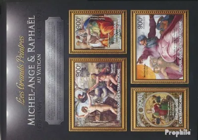 Produktbild von Briefmarken Zentralafrikanische Republik 2013 Mi 3927-3930 Kleinbogen (kompl. Ausgabe) postfrisch Michelangelo und Raffael im Vatikan