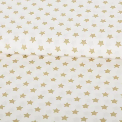Produktbild von Baumwollstoff Meterware We Weihnachten Sterne wollweiß goldfarbig 145cm