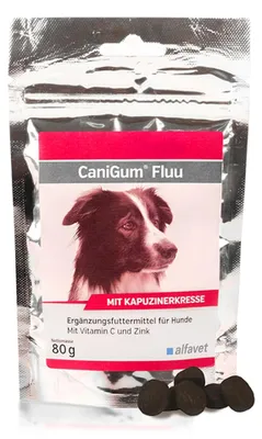 Productafbeelding van Canigum Flu: Kauwtabletten voor honden, ter ondersteuning bij griepachtige verschijnselen, 80 gram