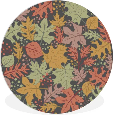 Produktbild von MuchoWow® Rundes Wandbild - Runde Bilder Herbst - Illustration - Laub Ø 60 cm Kreis Wanddekoration Kunststoff - Wandkreis - Wandschmuck - Wand Kreis - Das Schlafzimmer - Die Bilder - Wandmalerei - Kunst für das Haus - das Plastik
