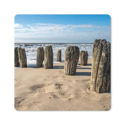 Produktbild von MuchoWow® Mauspad Mousepad Sand - Strand - Pfahl - Wasser - Sommer 20x20 cm - Mousepads - Maus Mat - Pad - Mausunterlage - Desk Mat - Bureauartikeln