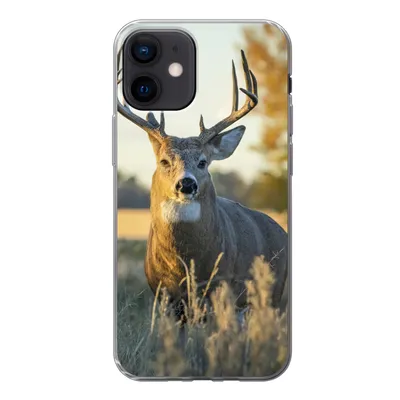 Produktbild von MuchoWow® Handyhülle Schutzhülle Hülle für iPhone 12 Hirsche - Gras - Herbst - Geweih - Natur - Tiere Silikon Softcase Handy Hülle - Schutzhülle