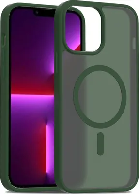 Produktbild von Magnetisch Hülle für iPhone 13 Pro Max, Kompatibel mit MagSafe, Transluzente Matt Rückseite Stoßfeste Handyhülle Grün