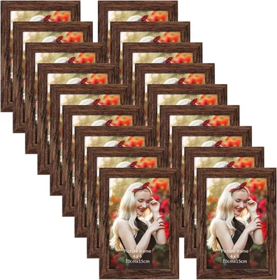 Produktbild von Fotorahmen Set 18x Bilderrahmen Dunkelbraun 10x15 cm für Wand und Tisch