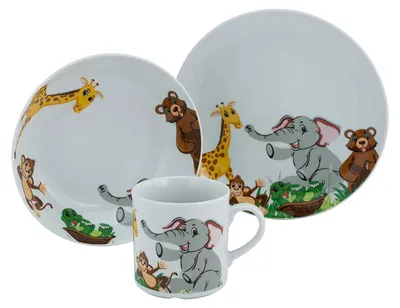 Immagine prodotto di CreaTable, 22897, Zoo Bunt, Kinderservice 3-tlg, Porzellan
