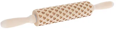 Produktbild von Lebensmittelechtes Nudelholz mit Herzmuster, 35 cm lang, 4,5 cm Durchmesser, ergonomische Griffe