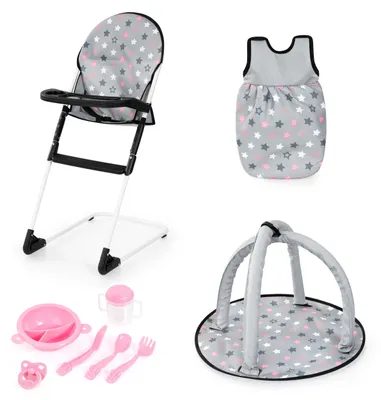Productafbeelding van Bayer Design 63207AC poppenstoel, speelboog, poppenslaapzak en poppenaccessoires voor rollenspellen voor kinderen, speelset geschikt voor kinderen vanaf 3 jaar