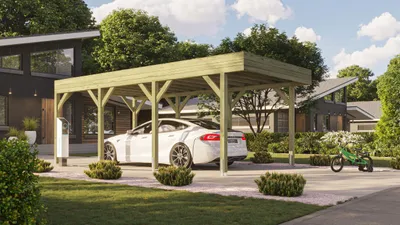 Produktbild von Weka Einzelcarport mit Vorbereitung zur Dachbegrünung 328 x 718 cm - kesseldruckimprägniert
