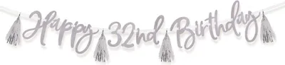 Produktbild von Personalisierbare Geburtstagsgirlande Silber 2,7m