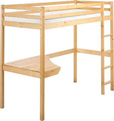 Produktbild von BELIANI Hochbett Hellbraun aus Kiefernholz 90 x 200 cm mit Schreibtisch Lattenrost Etagenbett Stockbett für Kinderzimmer
